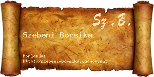 Szebeni Borsika névjegykártya